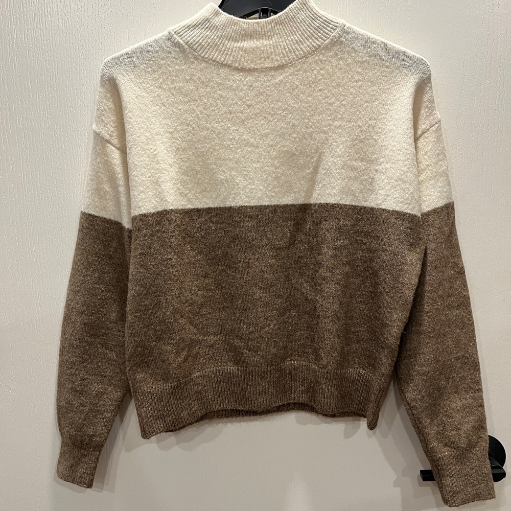 H&M colorblock neutral mock neck sweater XS
